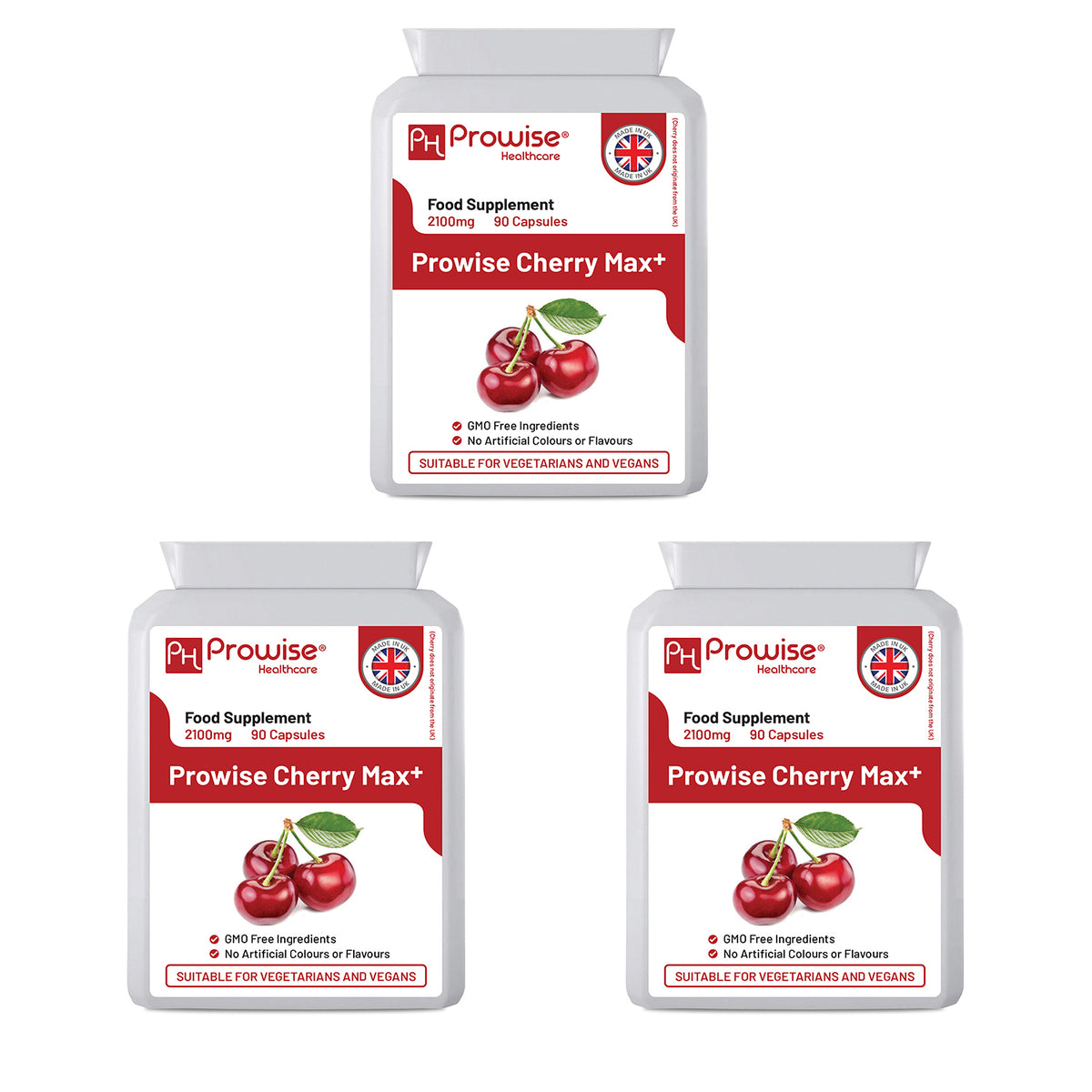 Cherry Max+ 2100mg (Pack of 3) 90 Vegan Capsules High Strength I Made in