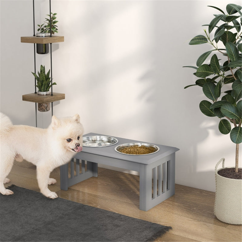 Elevated Dog Bowl Station, Grey