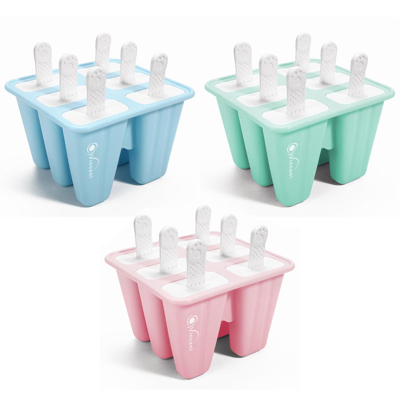 Ice Lolly Mould Silicone 6 Cavity Popsicle Mould Reusable Ice Cream Mould
