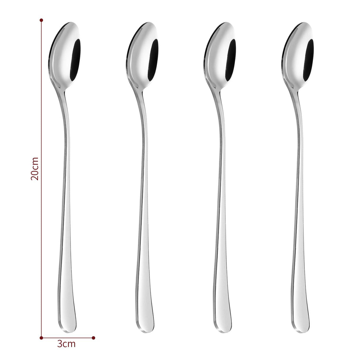 8pcs SS Long Handle Latte Spoons