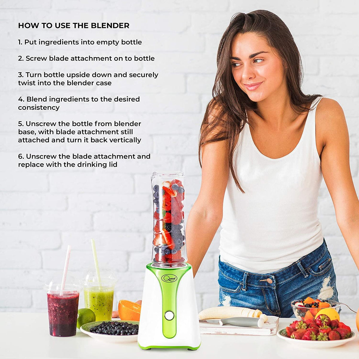 Personal Blender BPA Free Green and White - 34009