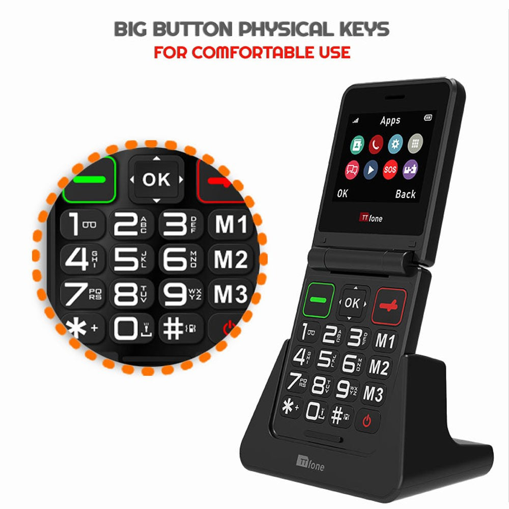 TTfone TT660 Flip Big Button Mobile with USB C Cable-1