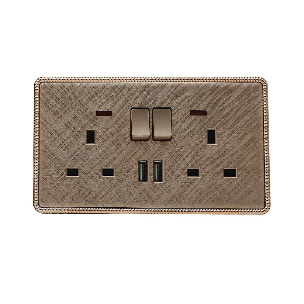 Gold Light Switch & Socket 1 Gang 13 A Screwless ~2455