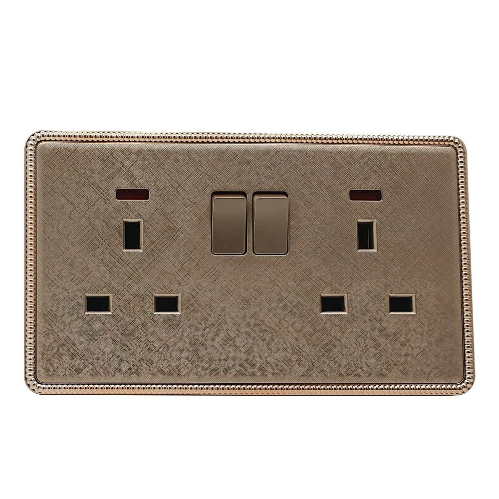 Gold Light Switch & Socket 1 Gang 13 A Screwless ~2455