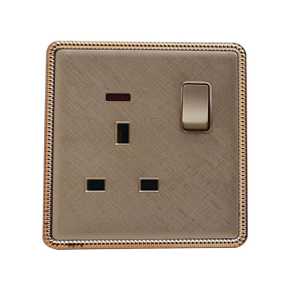 Gold Light Switch & Socket 1 Gang 13 A Screwless ~2455