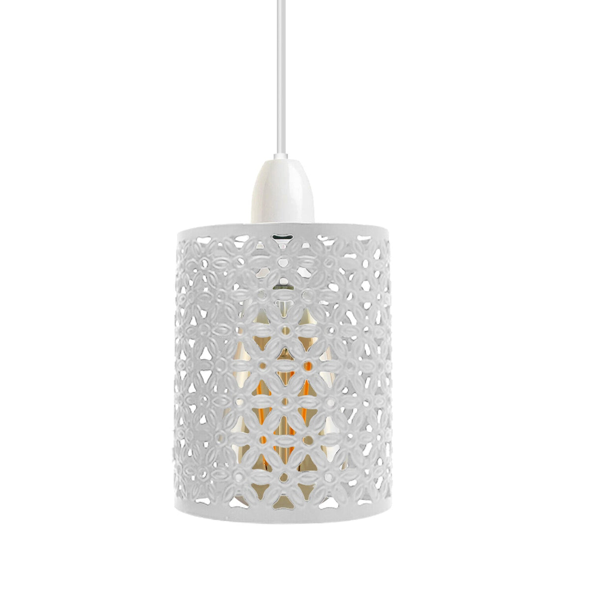 White Drum Metal Wire Cage Ceiling Pendant Lampshade~1999