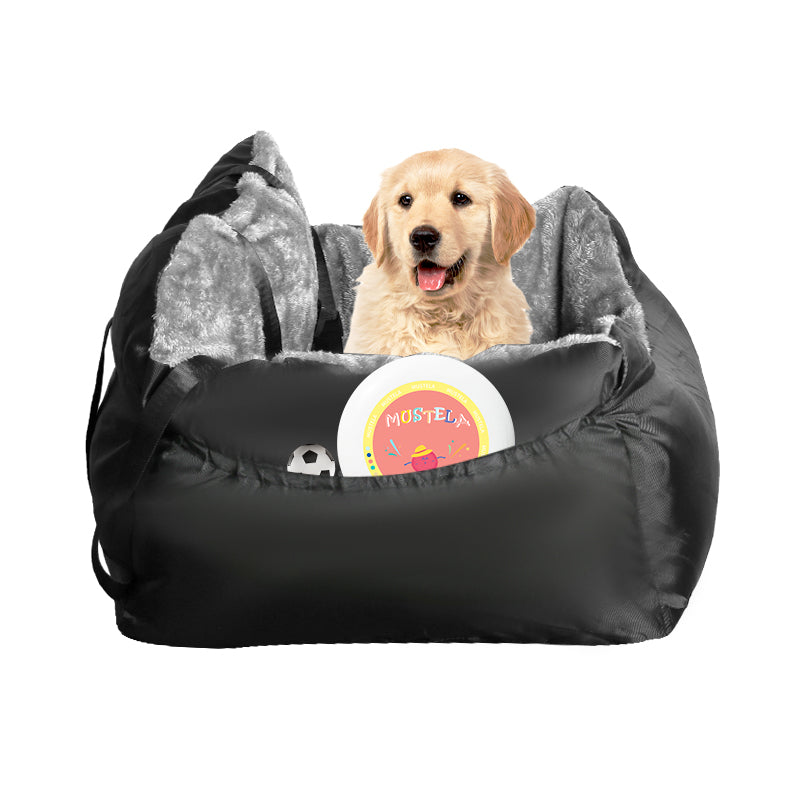 Dog Car Seat Black, Plush Booster Seat for Small Dogs and Cats with Safety Leash image 8