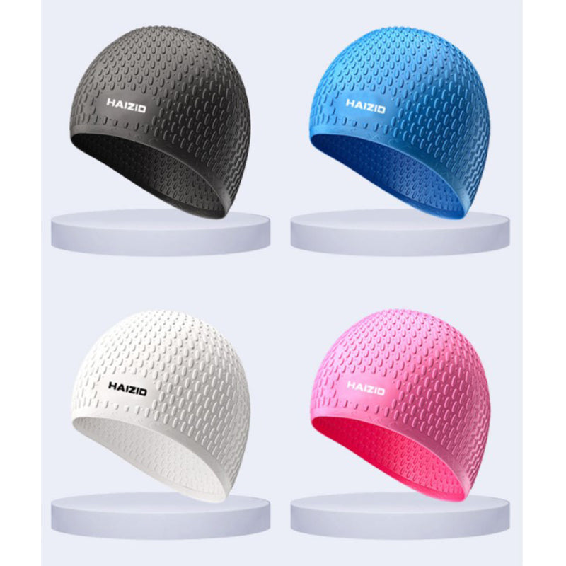 Silicone Swimming Cap Black, Waterproof Pool Hat for Men and Women image 1