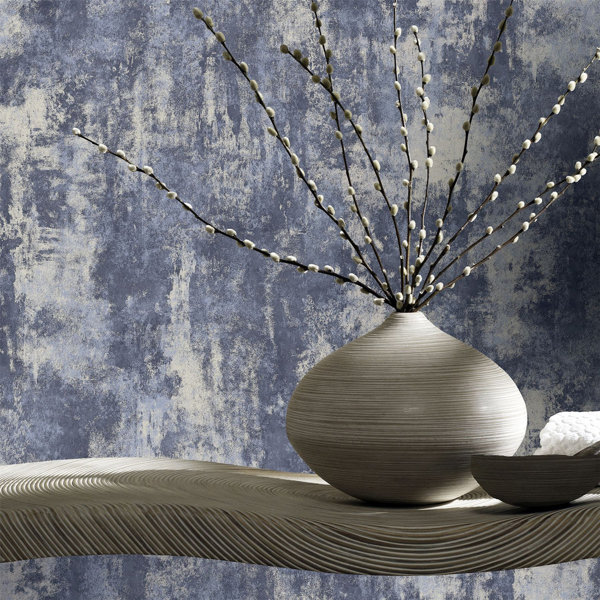 Stone Textures Navy/Silver Wallpaper image 1