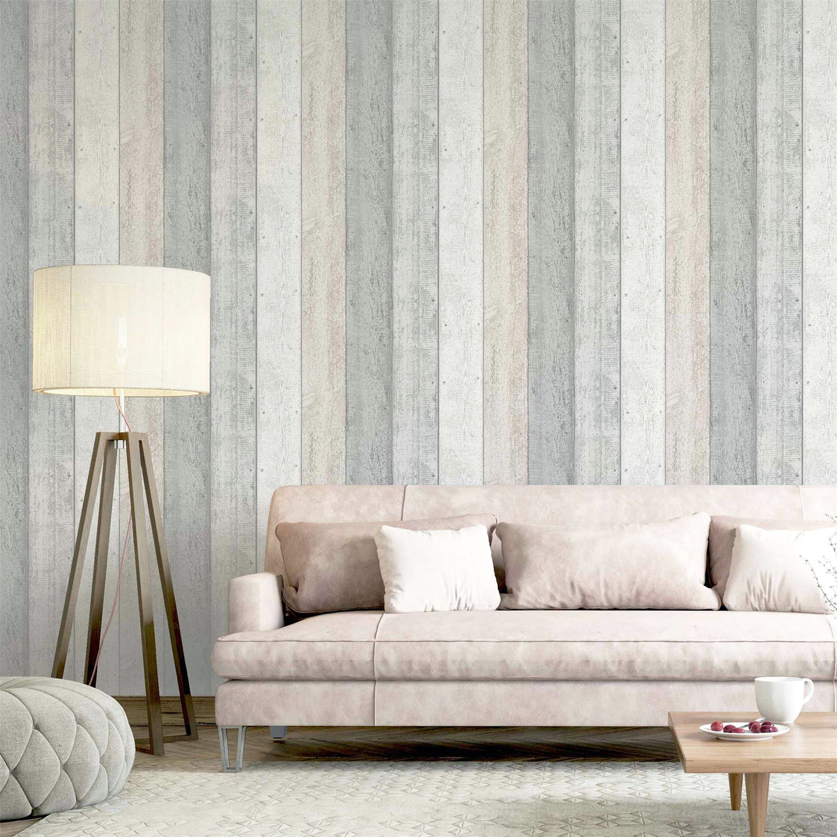 Painted Wood Pink and Grey Wallpaper image 6