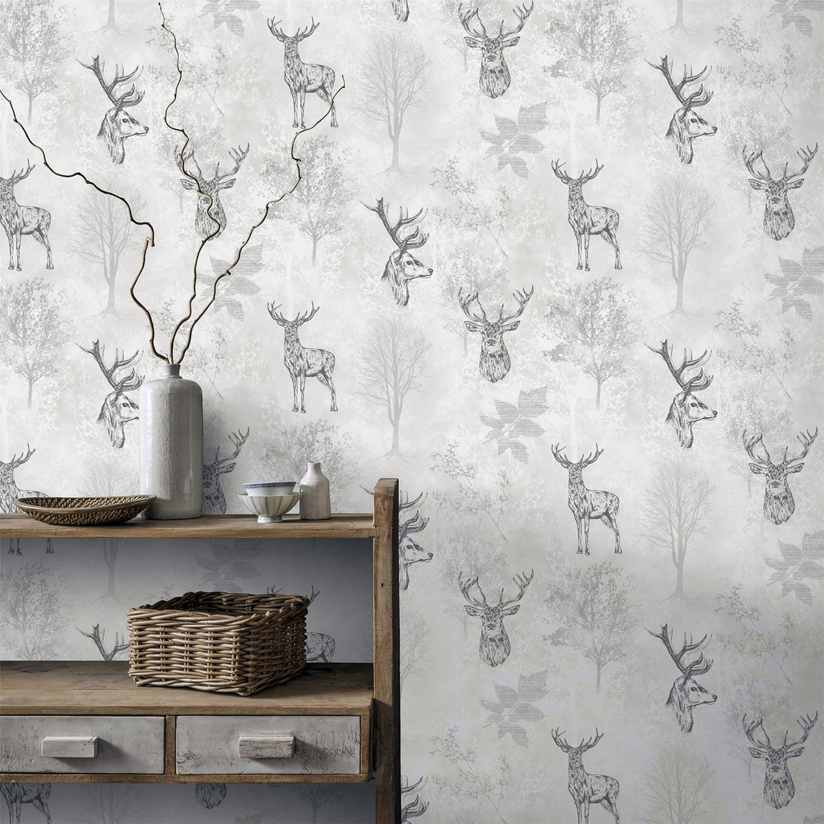 Etched Stag Mono Wallpaper image 2