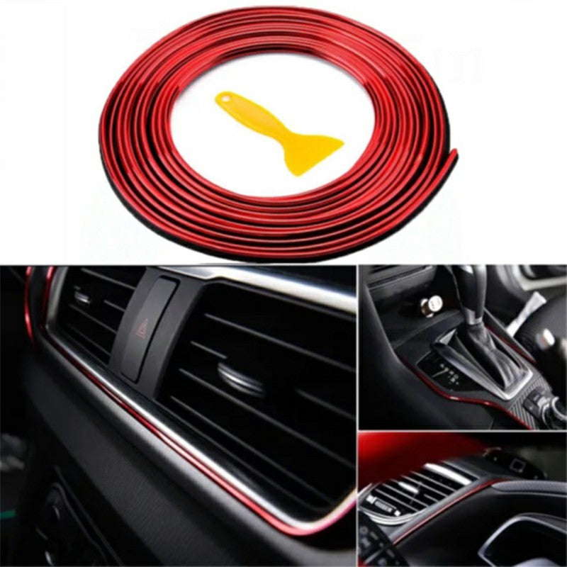 Car Edge Gap Trim Red 5m, Universal Interior Moulding Garnish Strip image 2