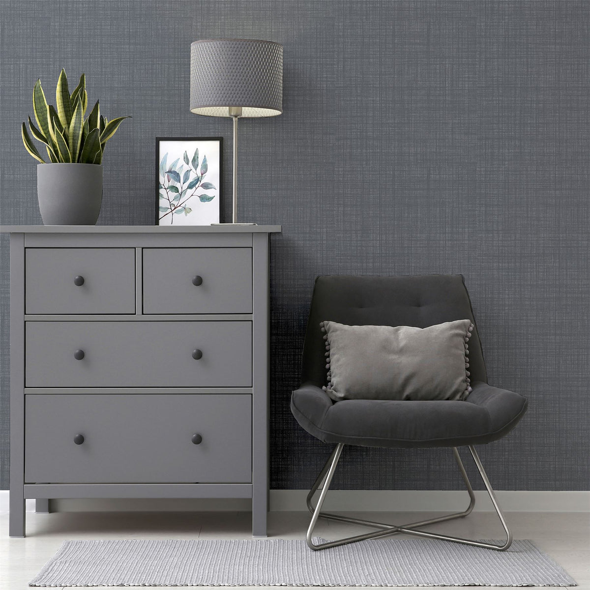 Weave Texture Dark Grey Wallpaper image 4