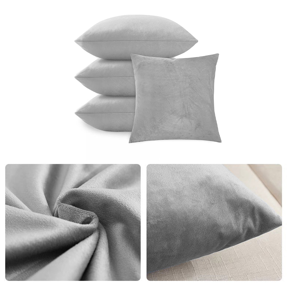 Velvet Cushion Covers Silver 4 Pack, 45 x 45cm Square Pillow Covers image 4