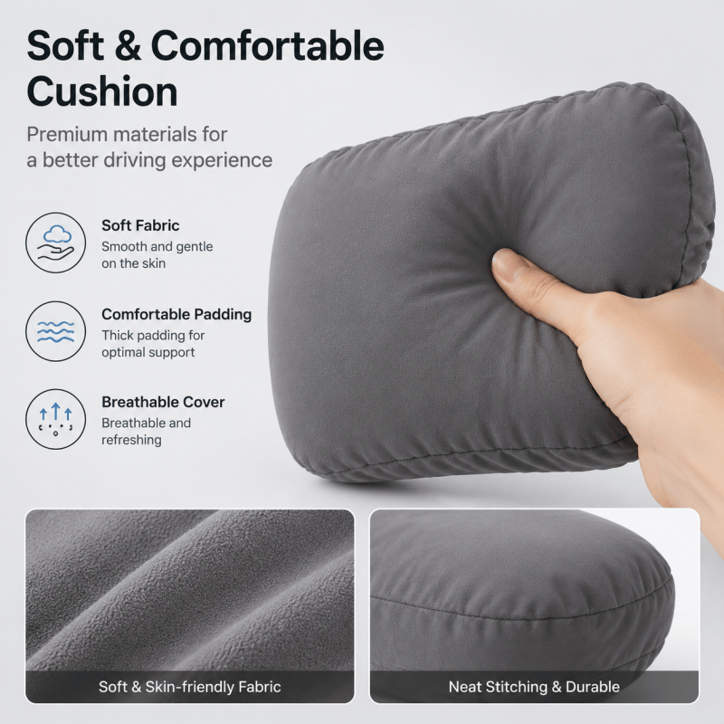 Car Headrest Pillow 2 Pack Grey, Ergonomic Neck Support Cushion for Driving image 1