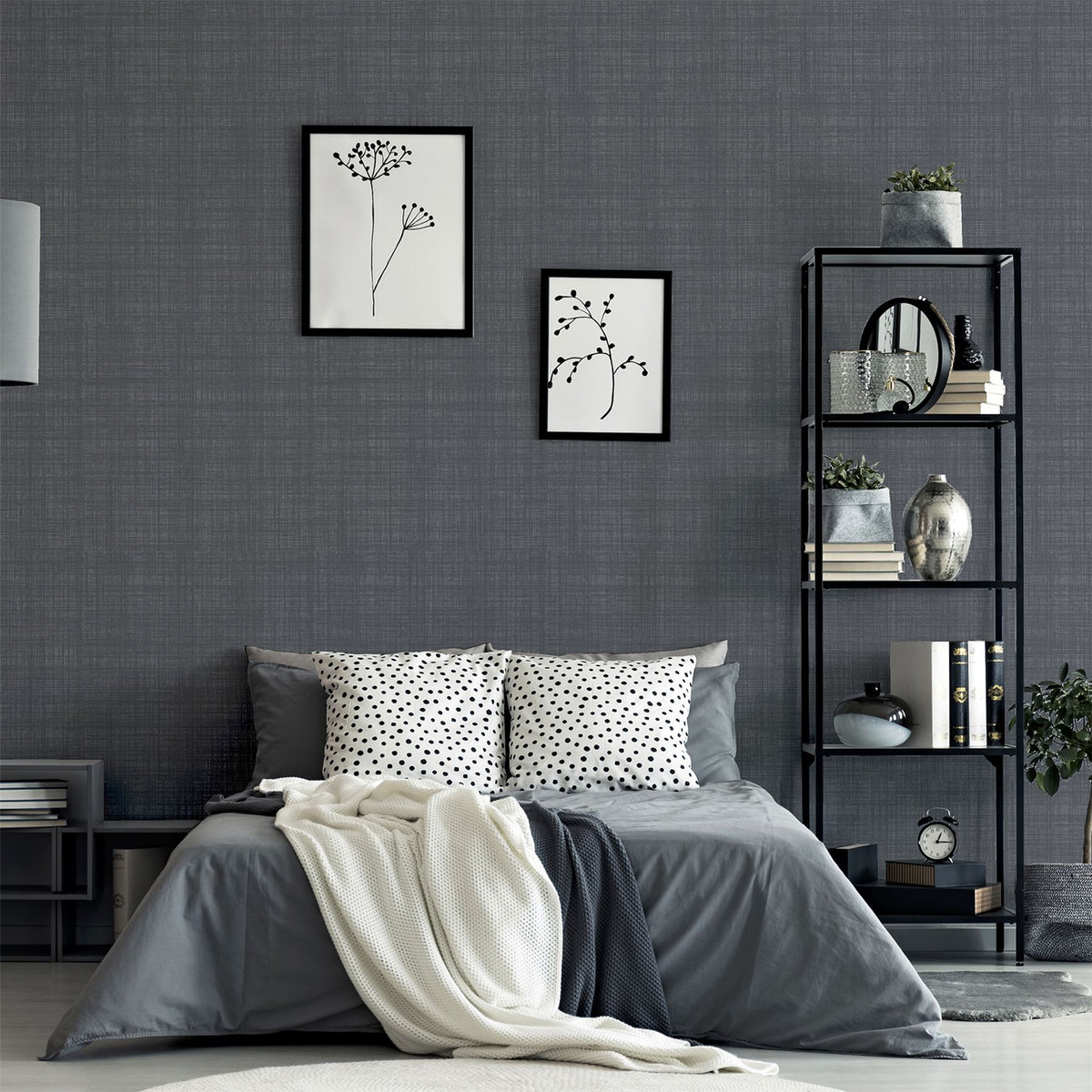 Weave Texture Dark Grey Wallpaper image 1