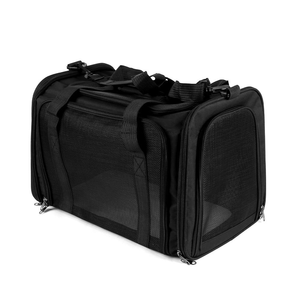 Pet Carrier Bag Large Black, Soft Fabric Folding Travel Bag for Cats and Puppies image 1