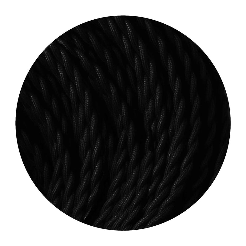 Vintage Black 2-Core Twisted Fabric Cable | 0.75mm Braided Cord for Pendant Flex ~1769