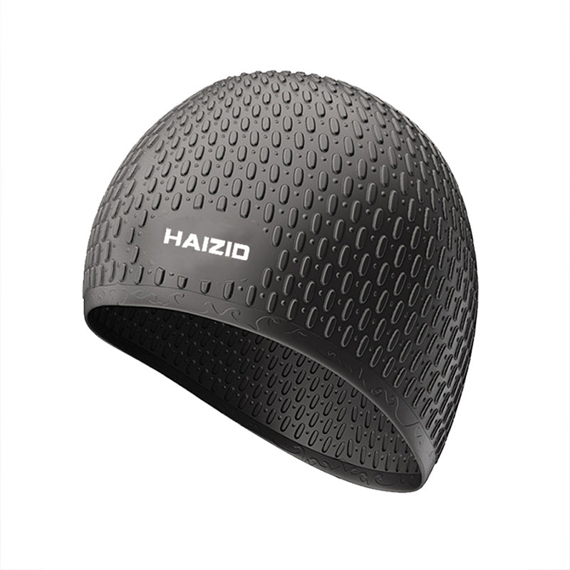 Silicone Swimming Cap Black, Waterproof Pool Hat for Men and Women image 0