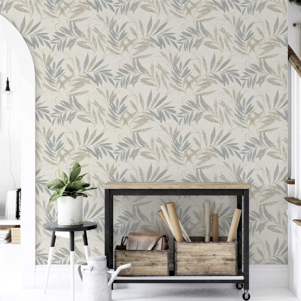 Luxury Leaf Natural Grey Wallpaper image 6