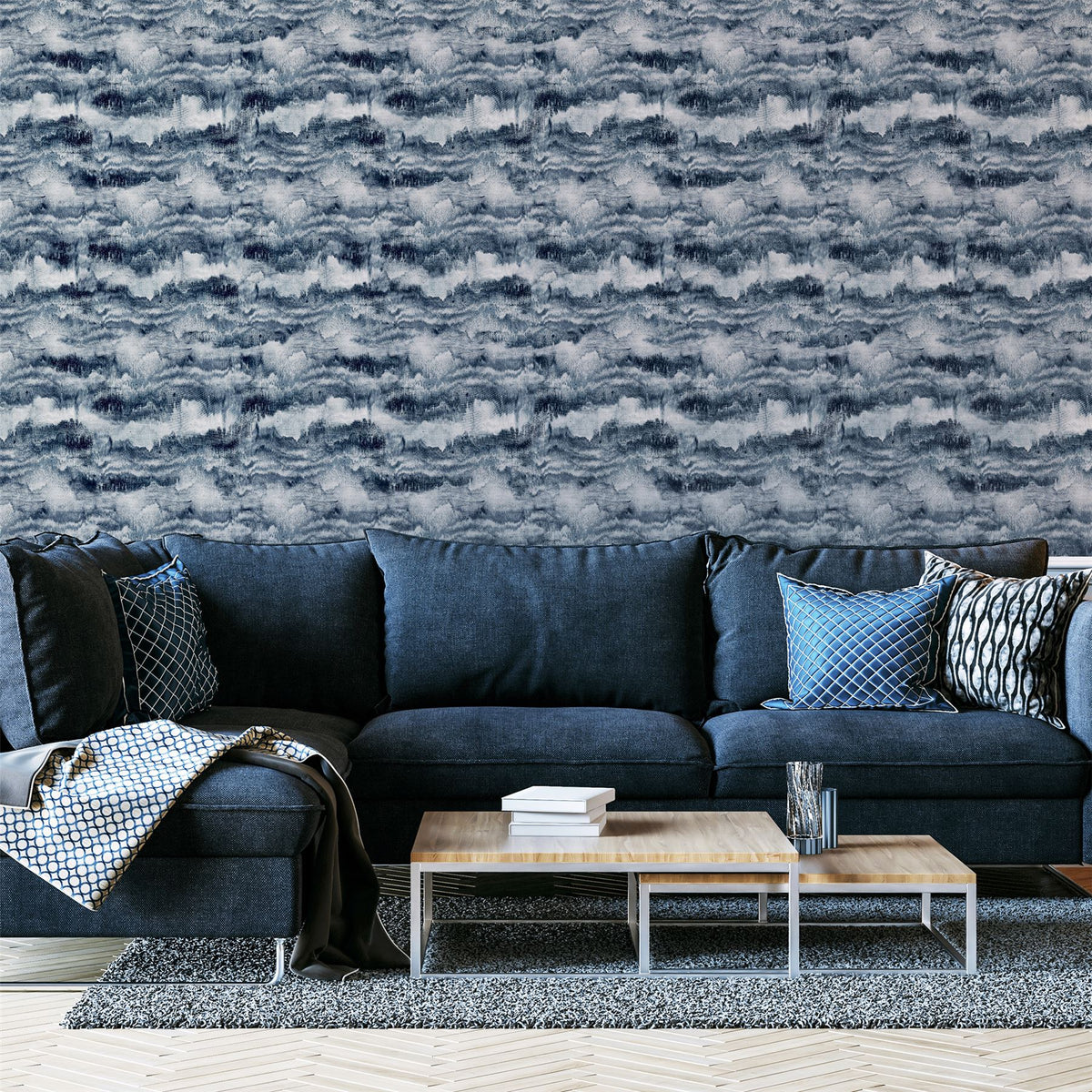 Painted Canvas Navy Wallpaper image 4