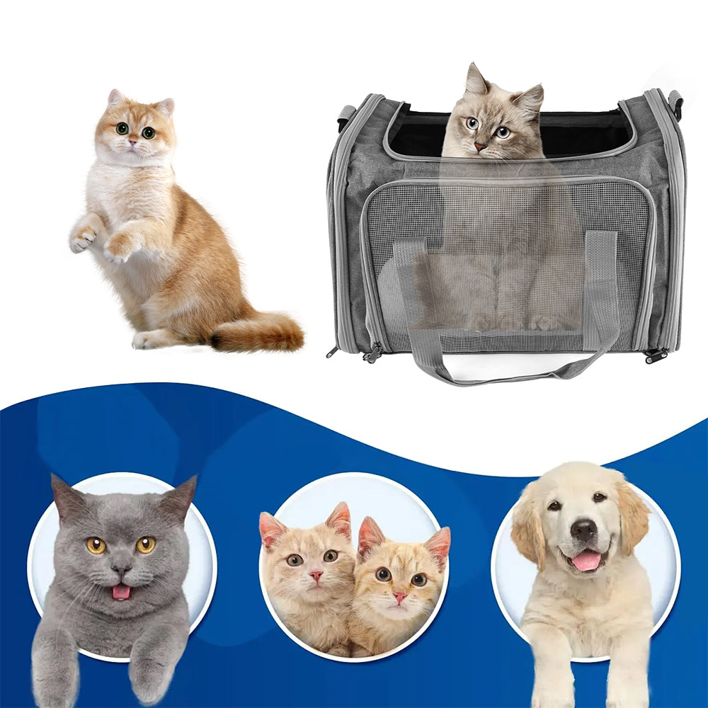 Pet Carrier Bag Large Black, Soft Fabric Folding Travel Bag for Cats and Puppies image 6