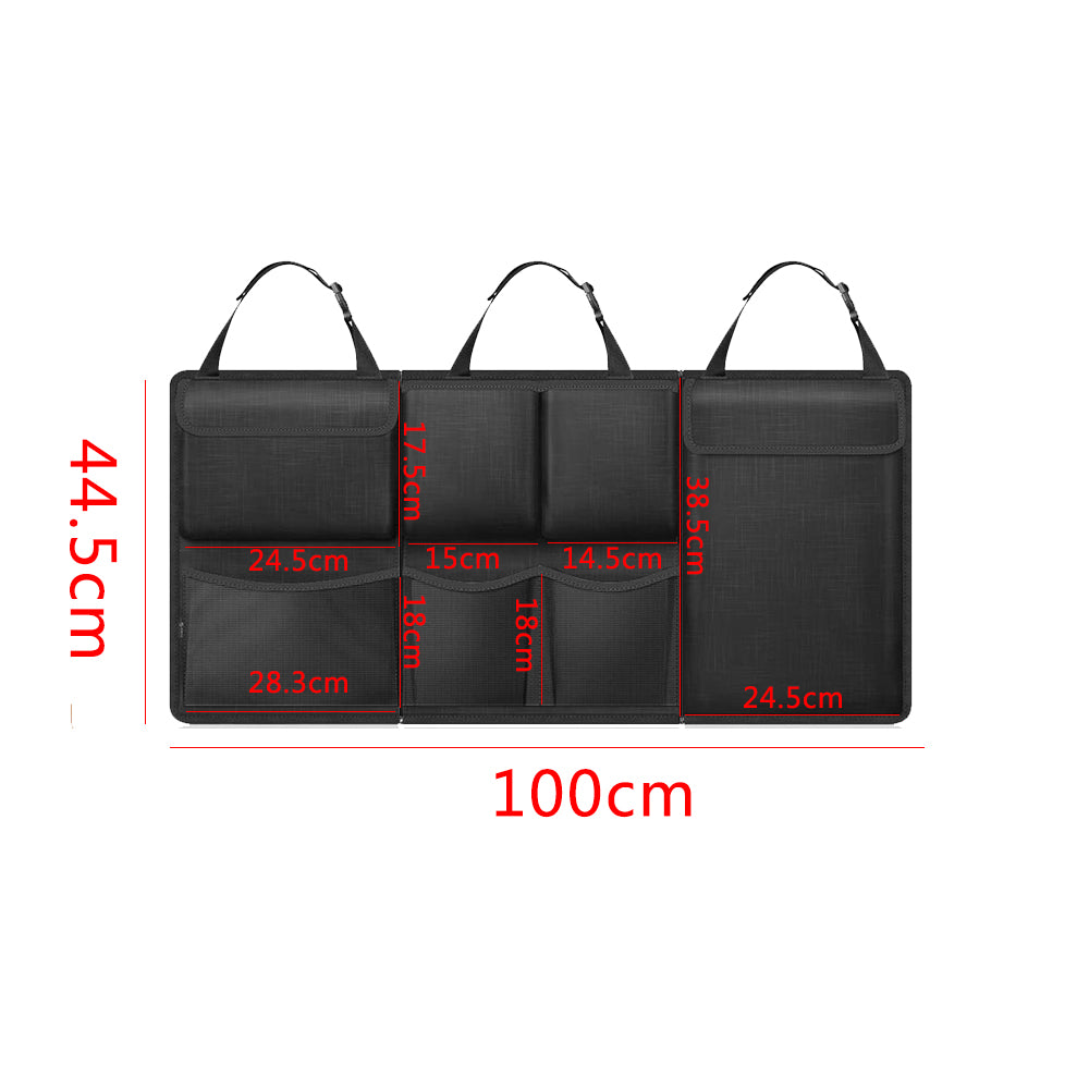Car Seat Back Organiser Black, Detachable Storage Bag with Zips for SUVs and Vans image 12