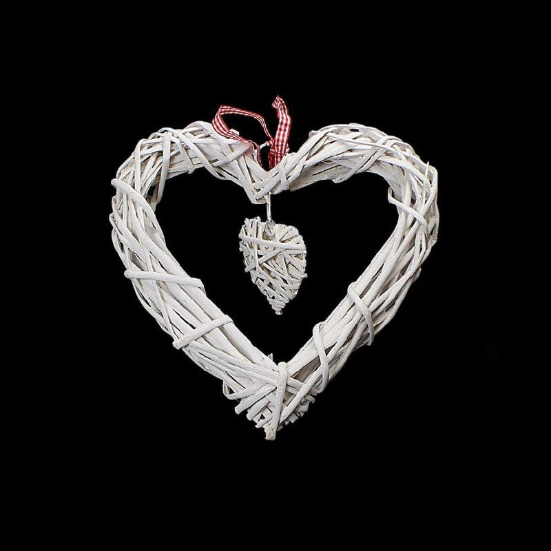 Rattan Heart Wreath 22cm, Natural Straw Wall and Garden Decoration image 0