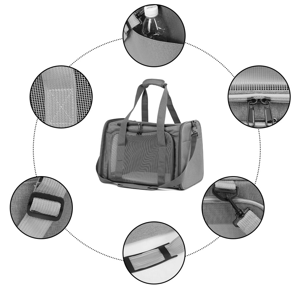 Pet Carrier Bag Large Black, Soft Fabric Folding Travel Bag for Cats and Puppies image 9