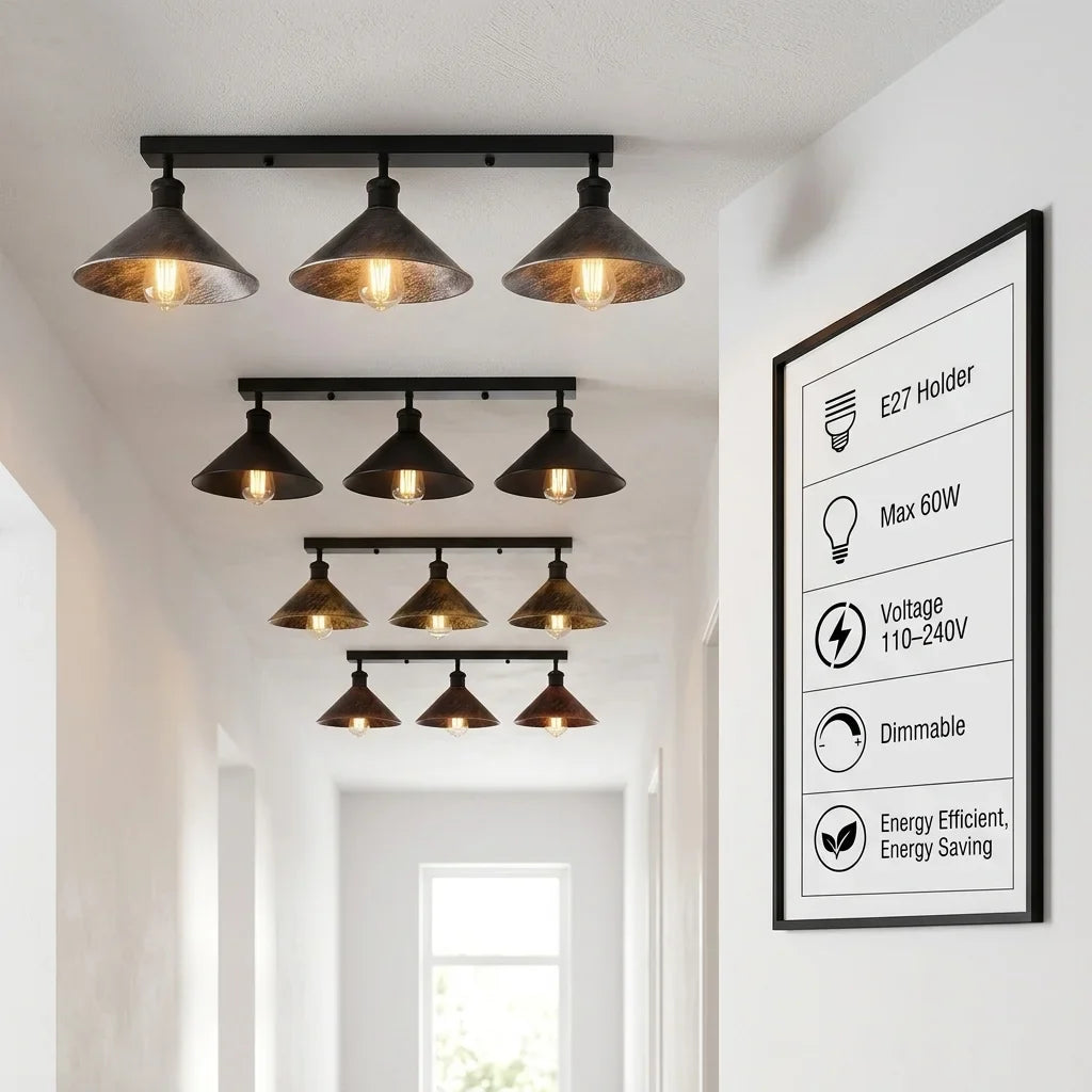 TRIPELJS 3 Light Metal Loft Ceiling Light E27 Lamp ~6190