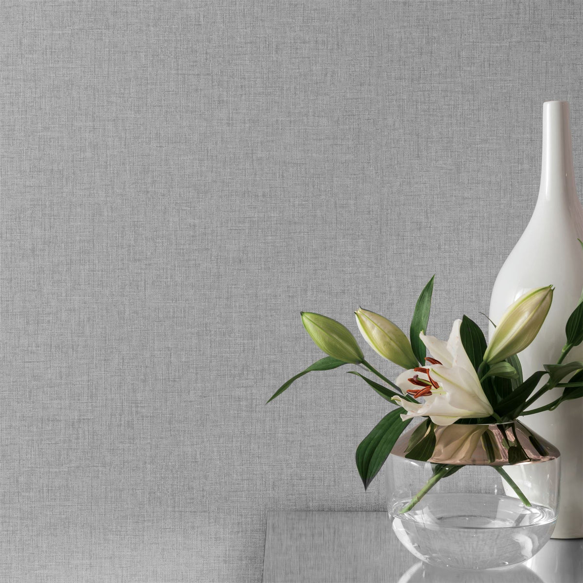 Linen Texture Mid Grey Wallpaper image 5