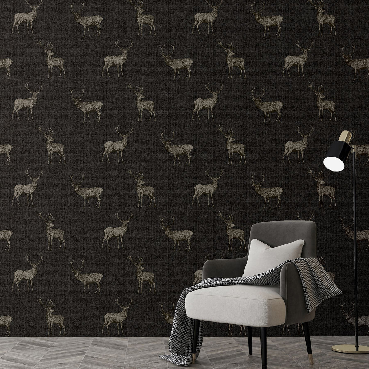 Heritage Stag Charcoal/Copper Wallpaper image 1
