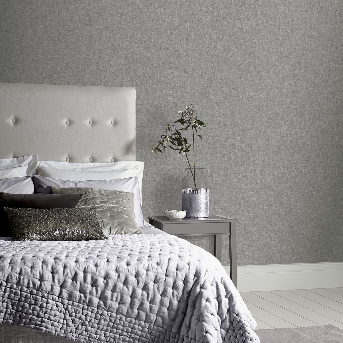 Linen Texture Mid Grey Wallpaper image 6
