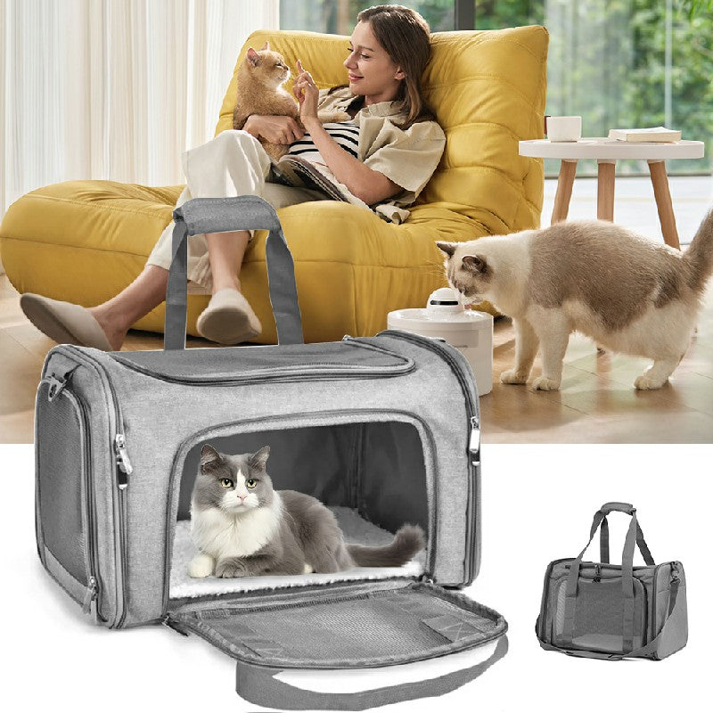 Pet Carrier Bag Large Black, Soft Fabric Folding Travel Bag for Cats and Puppies image 10