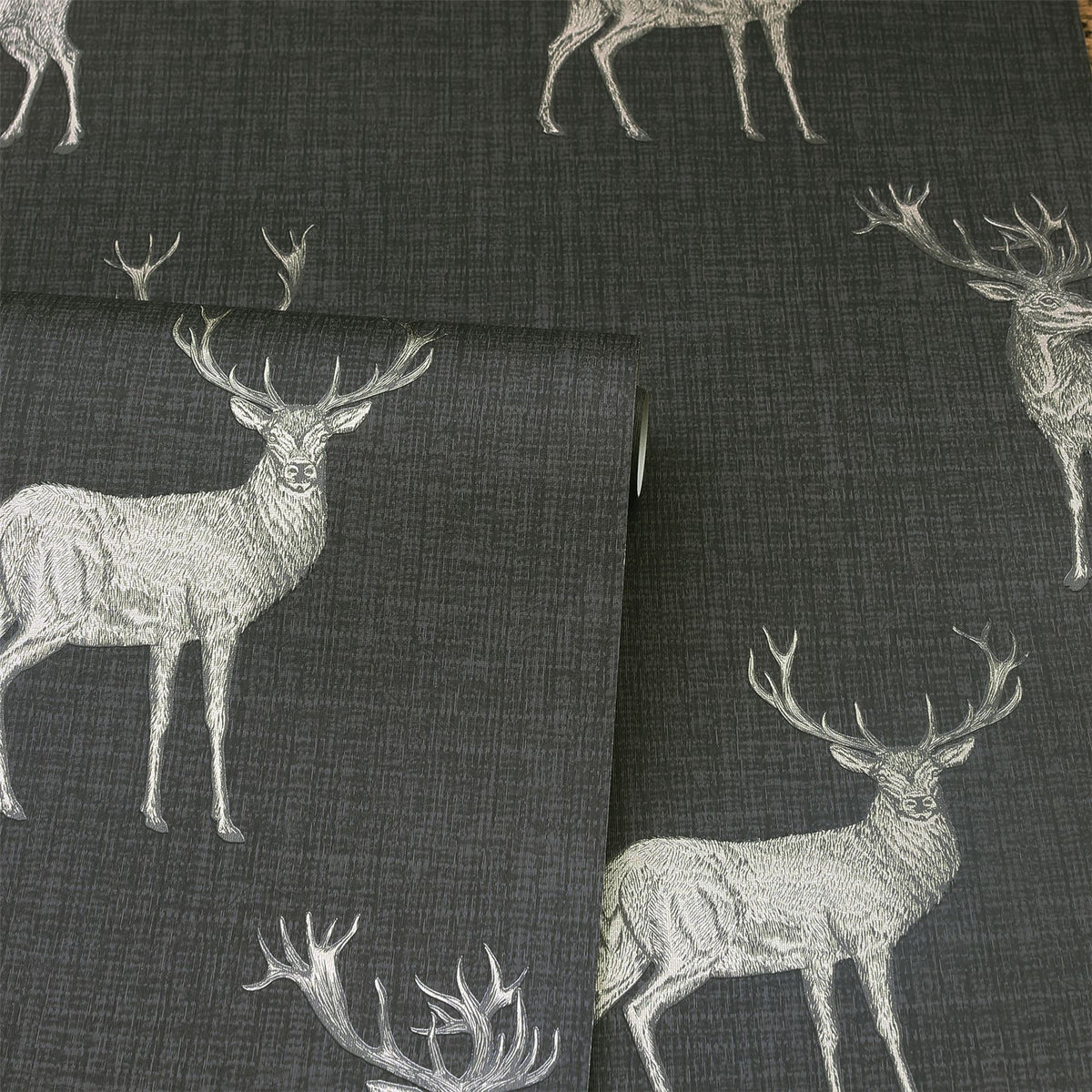 Heritage Stag Charcoal/Copper Wallpaper image 5