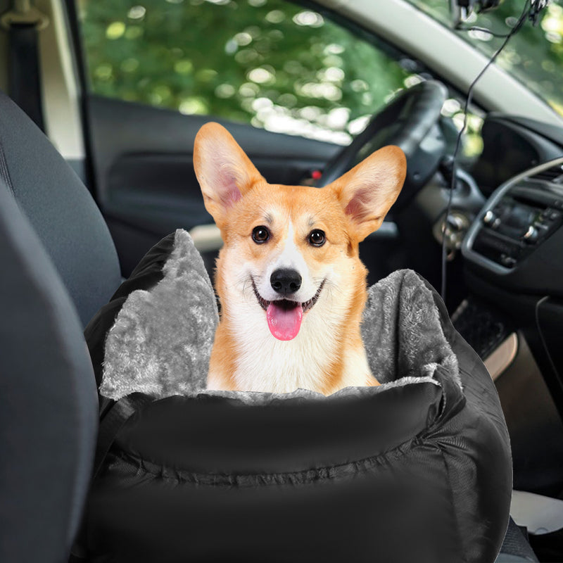 Dog Car Seat Black, Plush Booster Seat for Small Dogs and Cats with Safety Leash image 11