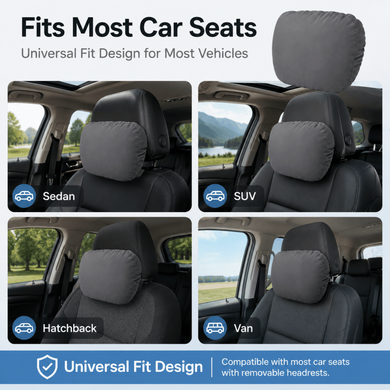 Car Headrest Pillow 2 Pack Grey, Ergonomic Neck Support Cushion for Driving image 5