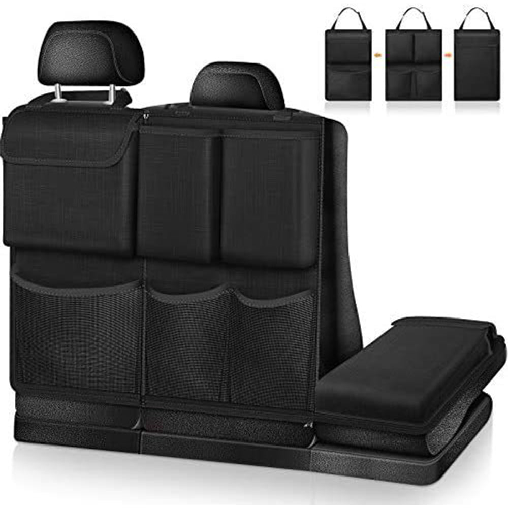 Car Seat Back Organiser Black, Detachable Storage Bag with Zips for SUVs and Vans image 0