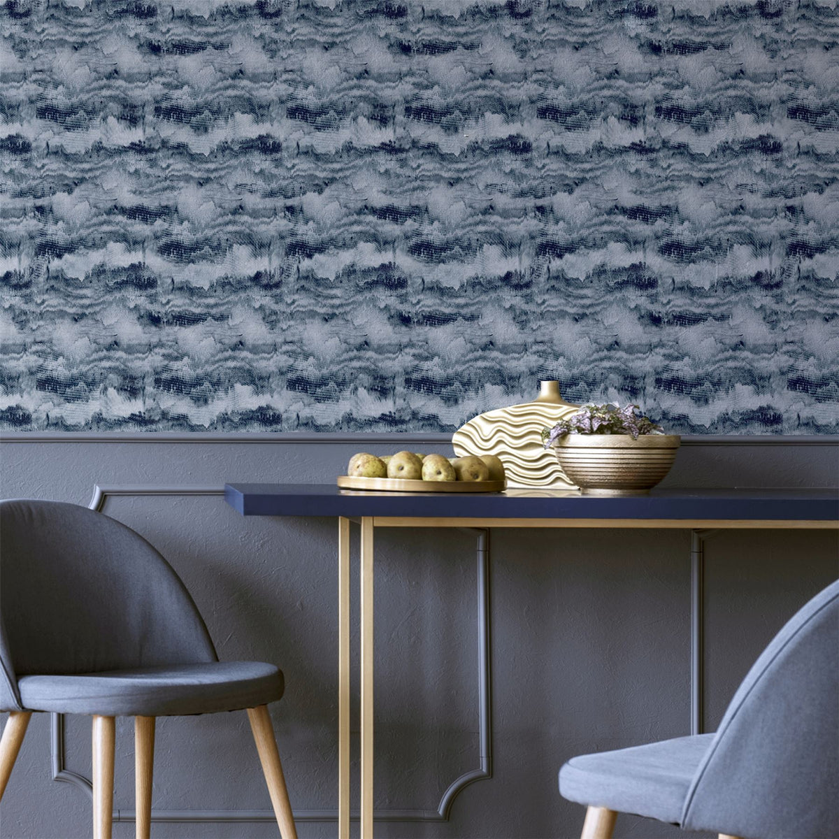 Painted Canvas Navy Wallpaper image 6