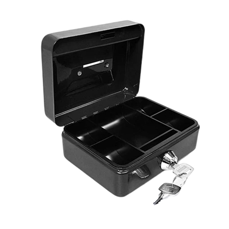 Cash Box 12 Inch with 2 Keys, Lockable Metal Money Box with Coin Tray image 0