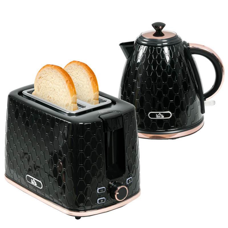 Kettle and Toaster Set 1.7L Fast Boil Kettle and 2 Slice Toaster Set Black