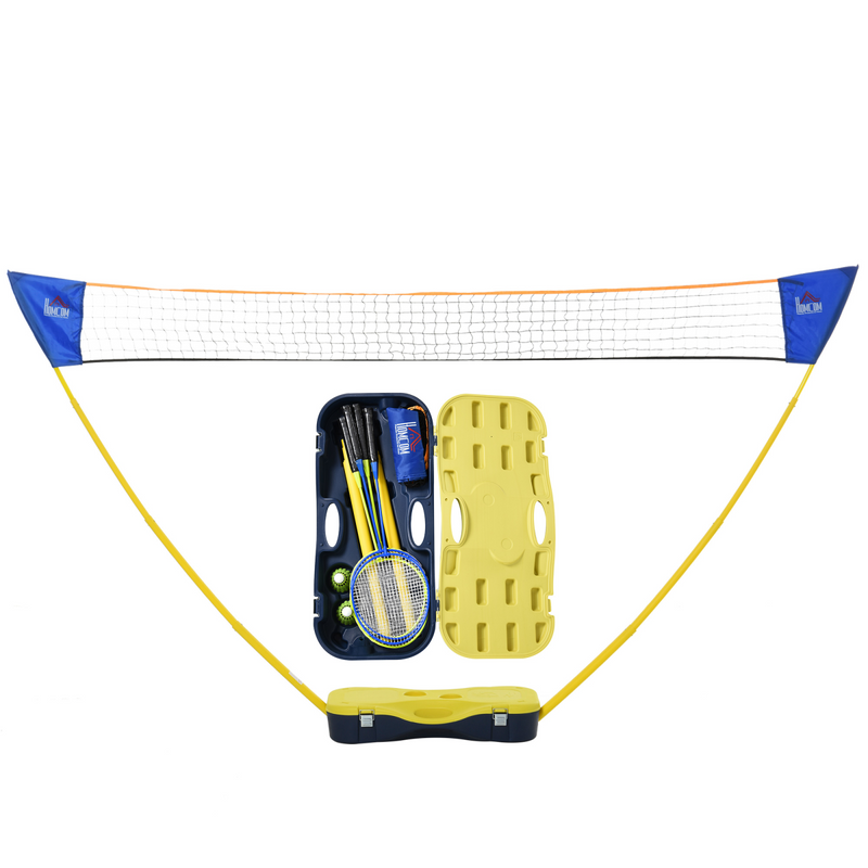 Foldable Badminton Net Set with 2 Pairs of Rackets 2 Nylon Shuttlecocks
