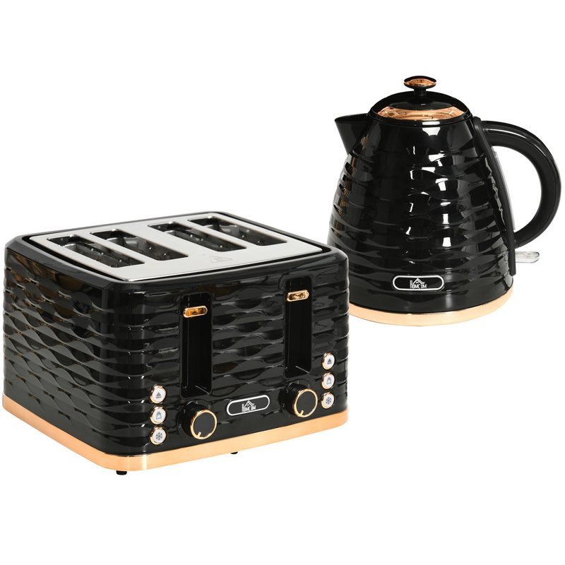 Kettle and Toaster Set 1.7L Rapid Boil Kettle and 4 Slice Toaster Black