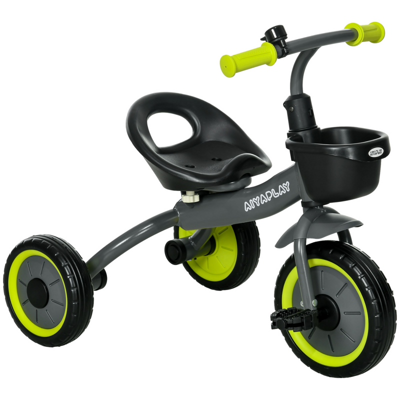 Aiyaplay Trike with Adjustable Seat Basket Kids Tricycle for 2-5 Years Old Black