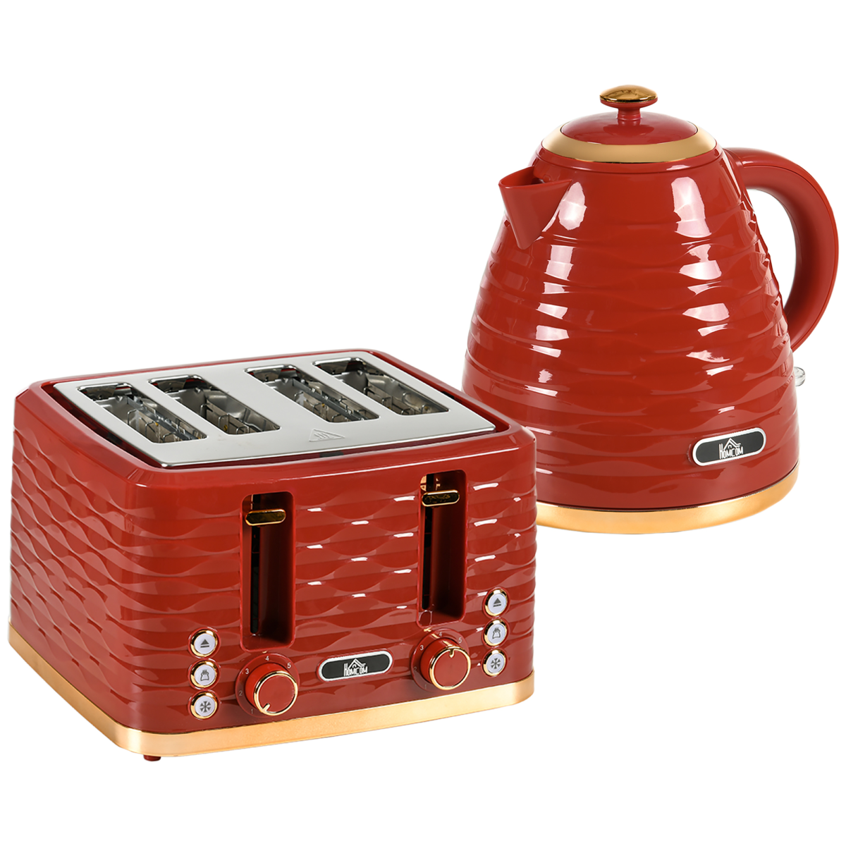 Kettle and Toaster Set 1.7L Rapid Boil Kettle and 4 Slice Toaster Red