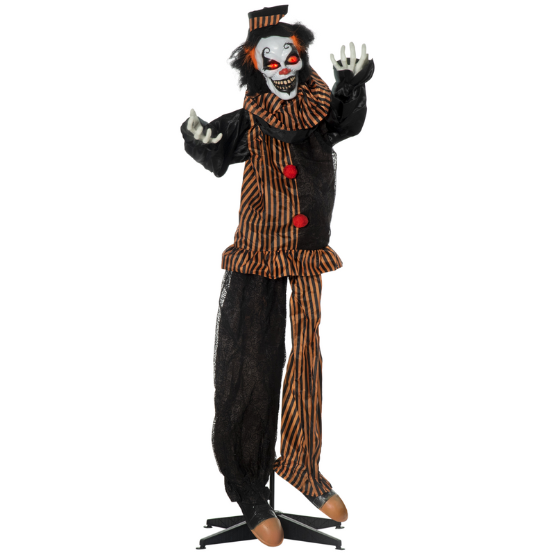 67 Inch Life Size Outdoor Halloween Talking Circus Clown Light Up Eyes