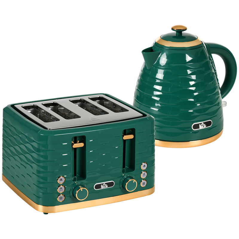 Kettle and Toaster Set 1.7L Rapid Boil Kettle and 4 Slice Toaster Green
