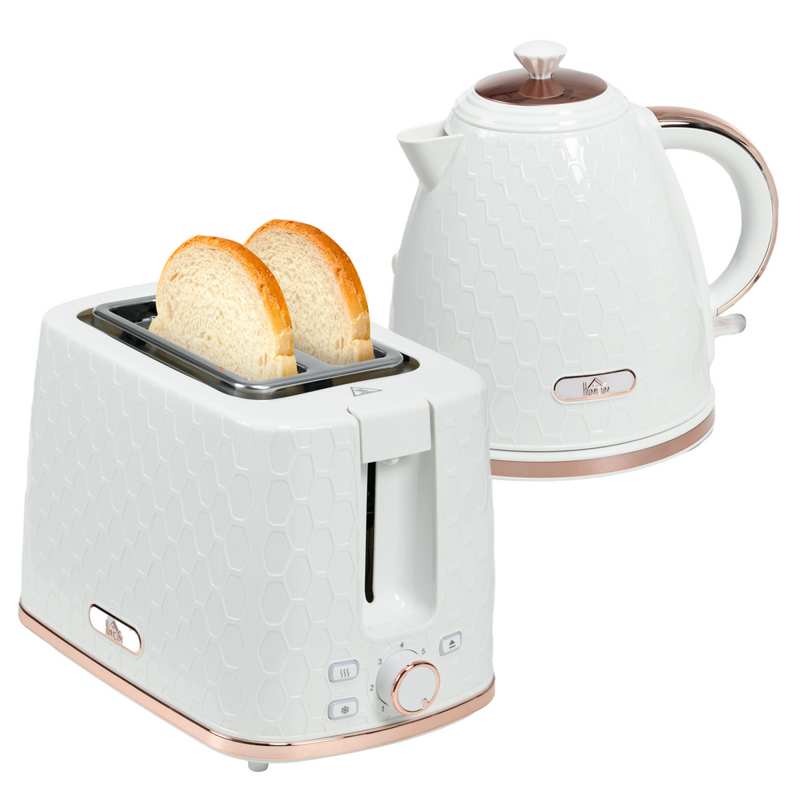 Kettle and Toaster Set 1.7L Fast Boil Kettle and 2 Slice Toaster Set White