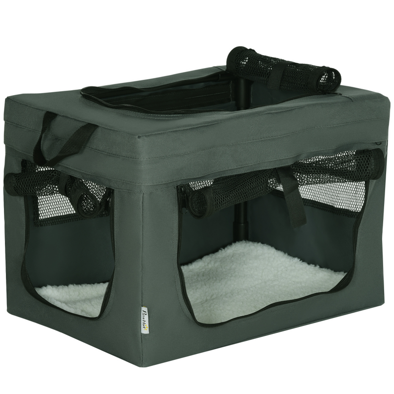 48.5cm Foldable Pet Carrier, Cat Bag with Cushion, for Miniature Dogs - Grey