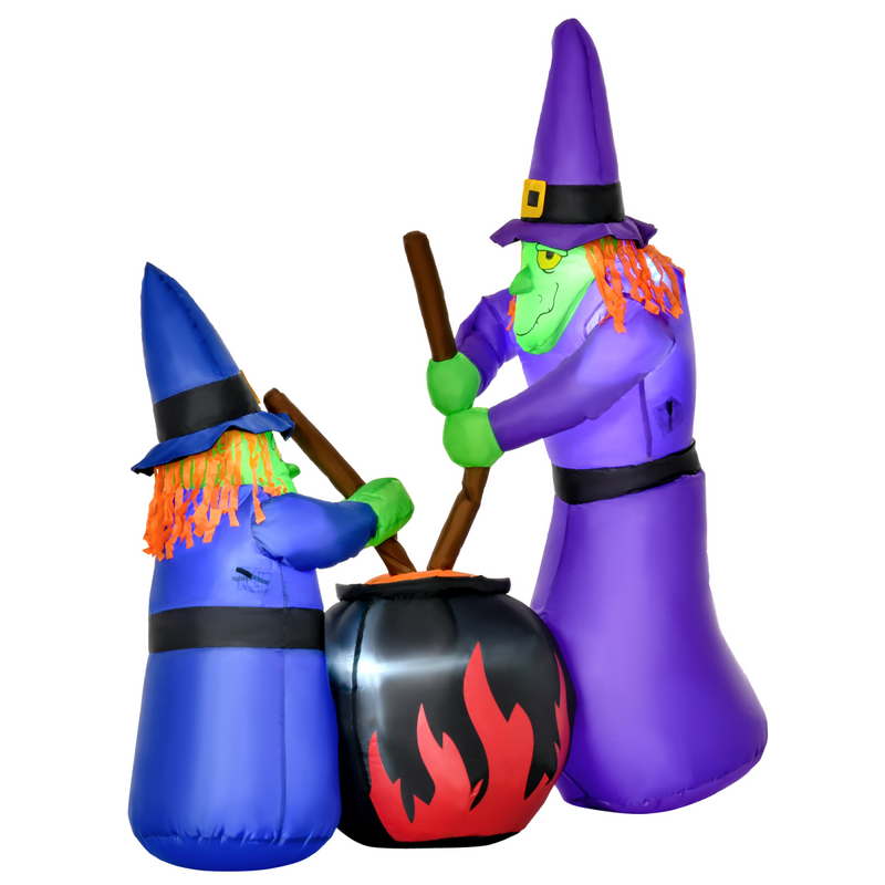 1.8m Inflatable Halloween Lawn Deco with LED Witches Around A Black